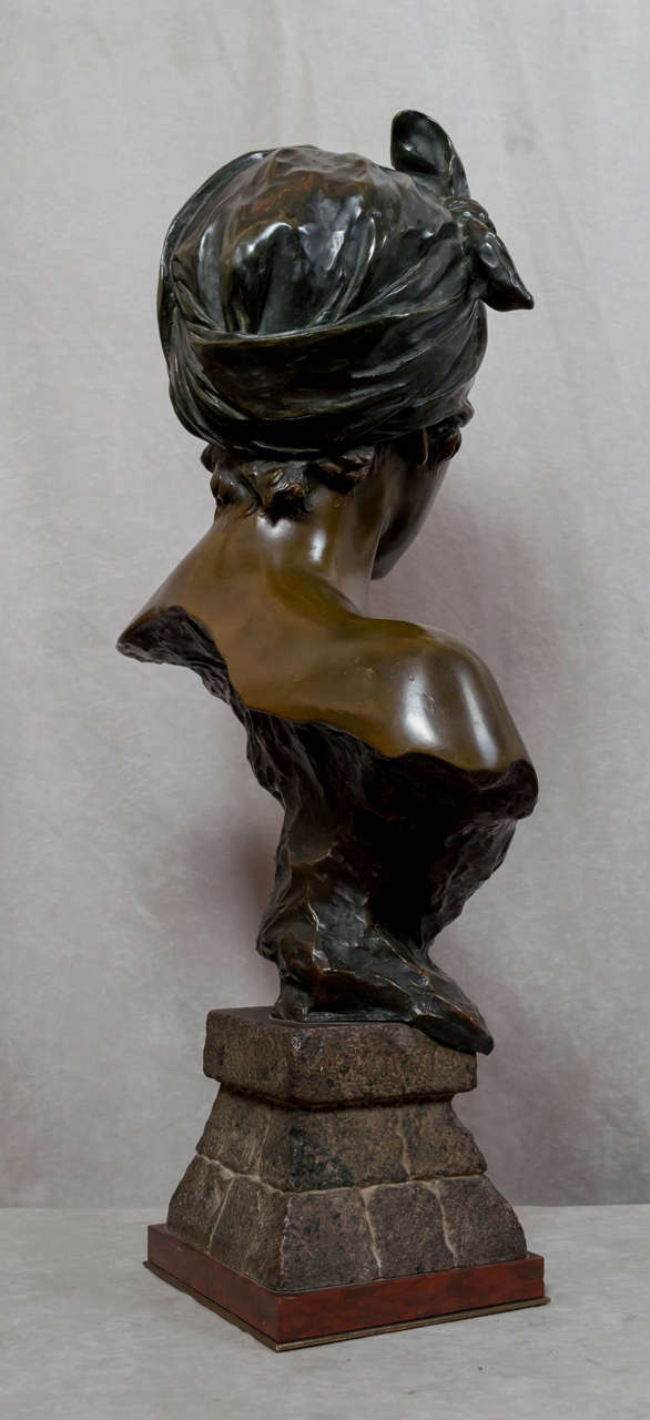 Large Art Nouveau Bronze Bust by Villanis 2