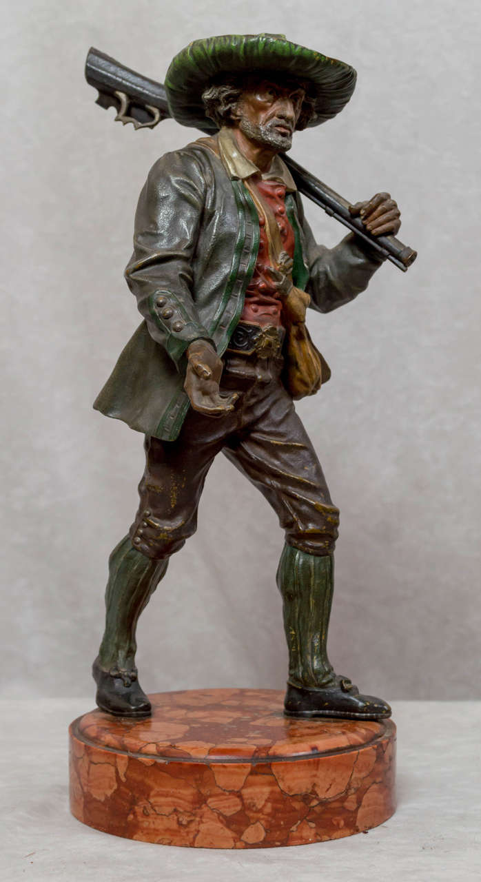 Austrian Cold Painted Vienna Bronze Figure of a Hunter