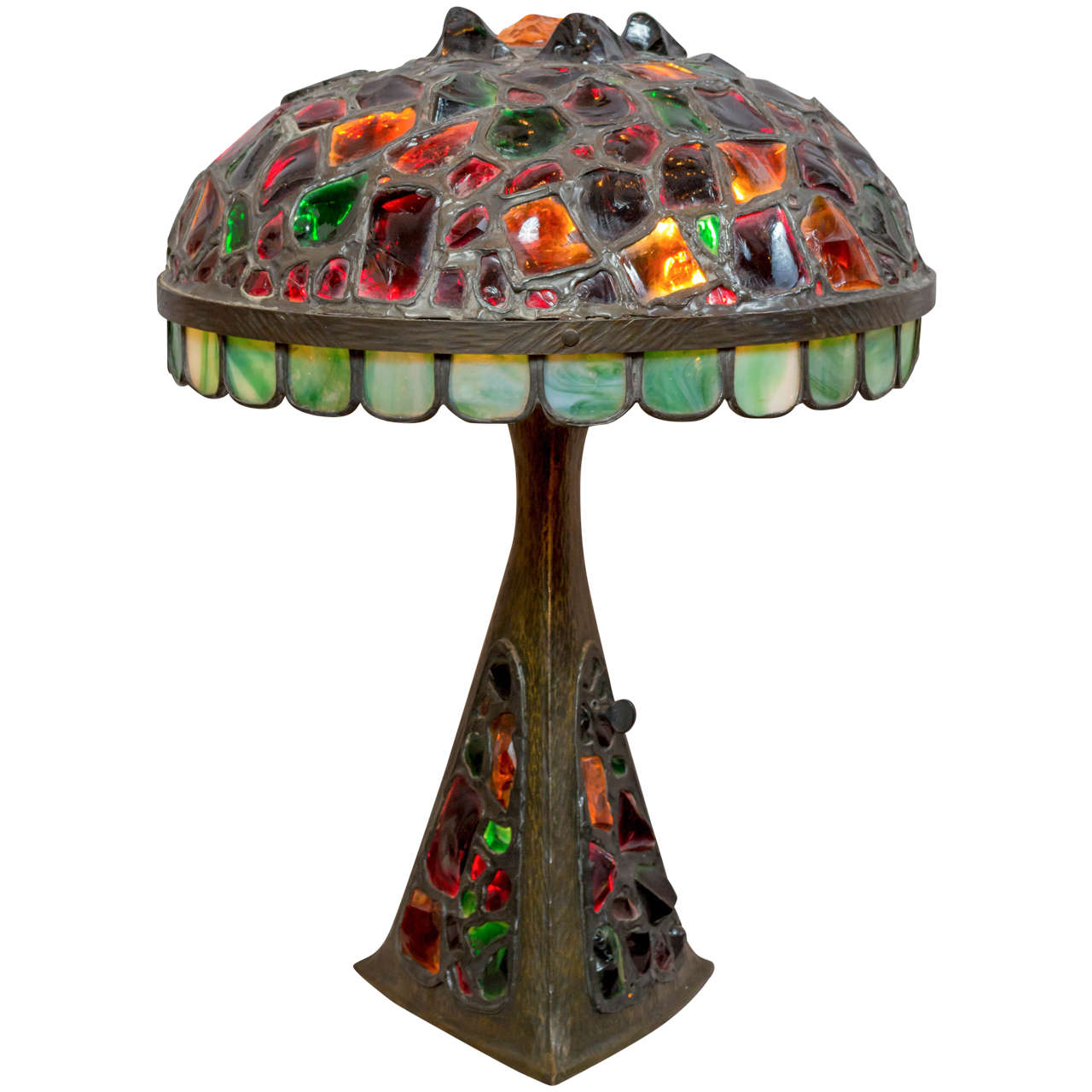 Austrian Bronze and Chunk Jewel Table Lamp at 1stDibs chunk glass