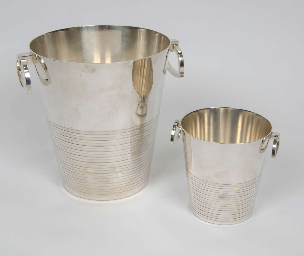 French Art Deco Silverplate Champagne and Ice Buckets by Saint Médard, 1930