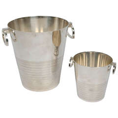 French Art Deco Silverplate Champagne and Ice Buckets by Saint Médard, 1930