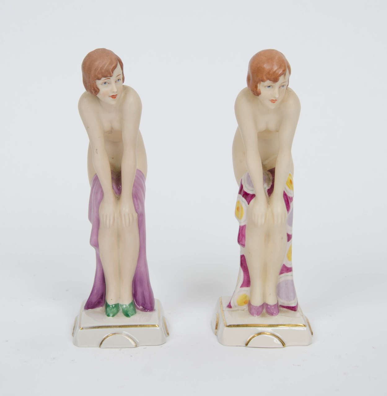 Paire de figurines en porcelaine Art Déco par Elly Strobach