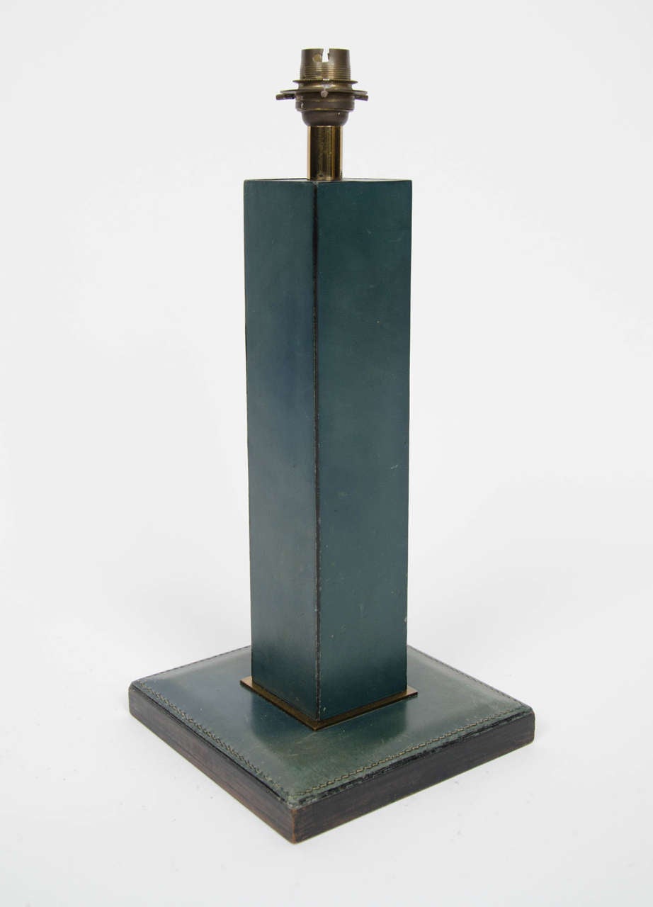 Leather Table Lamp in the Manner of Paul Dupré-Lafon