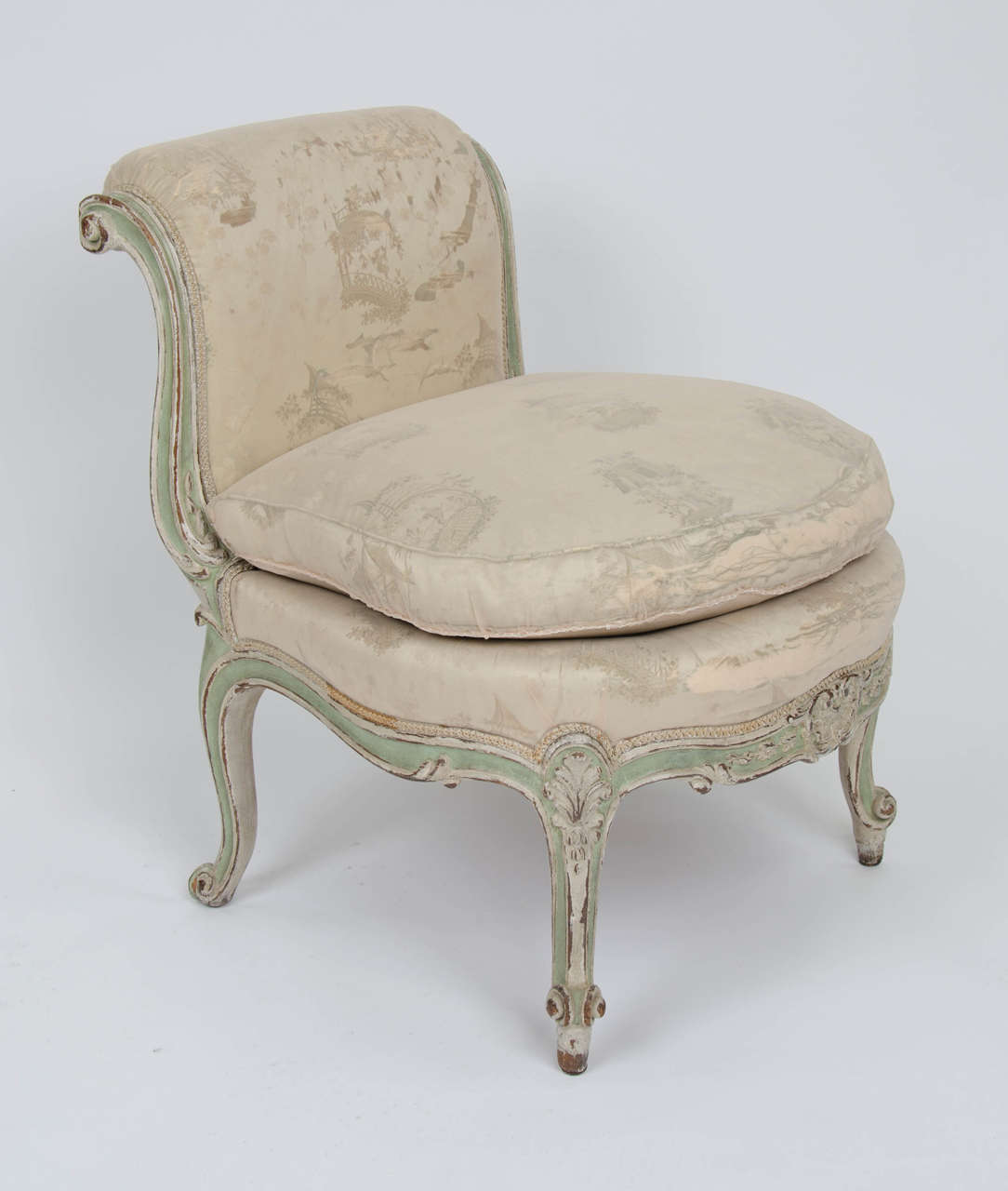 French Pair of Louis XV Style Low Chairs