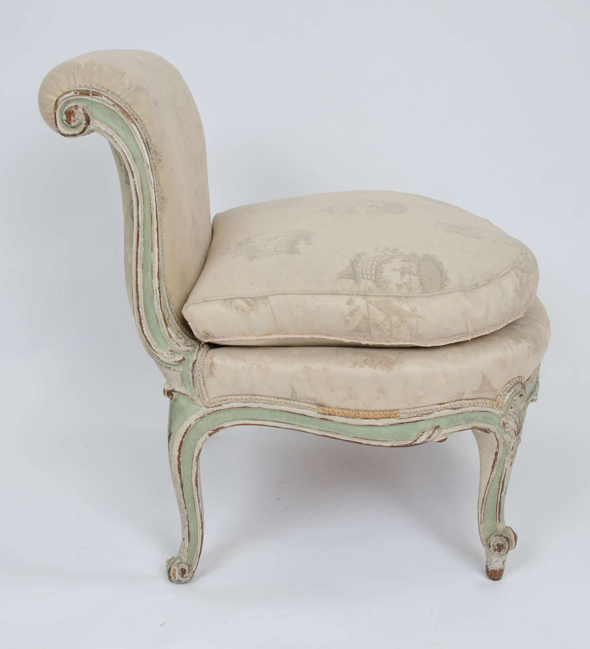 Carved Pair of Louis XV Style Low Chairs