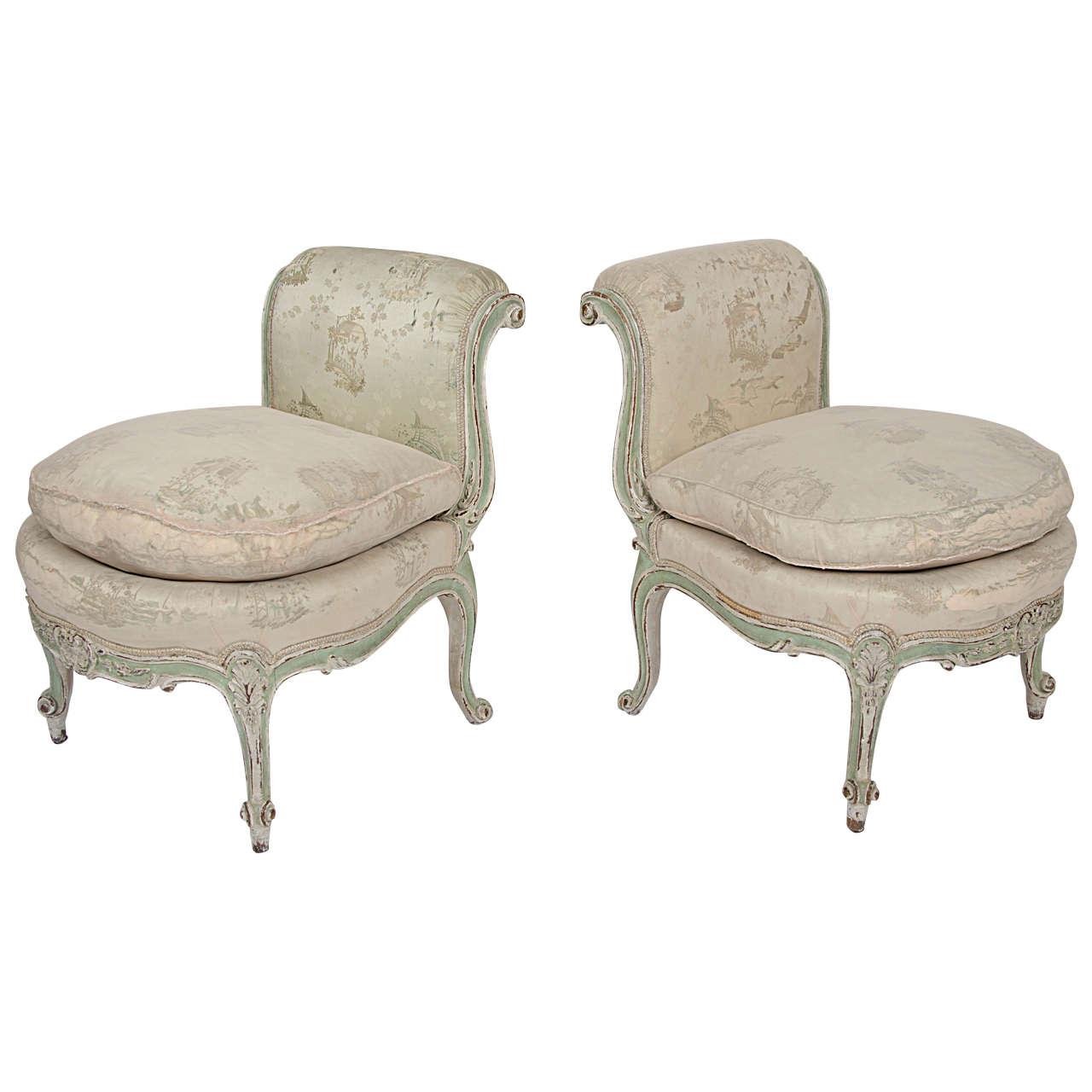 Pair of Louis XV Style Low Chairs