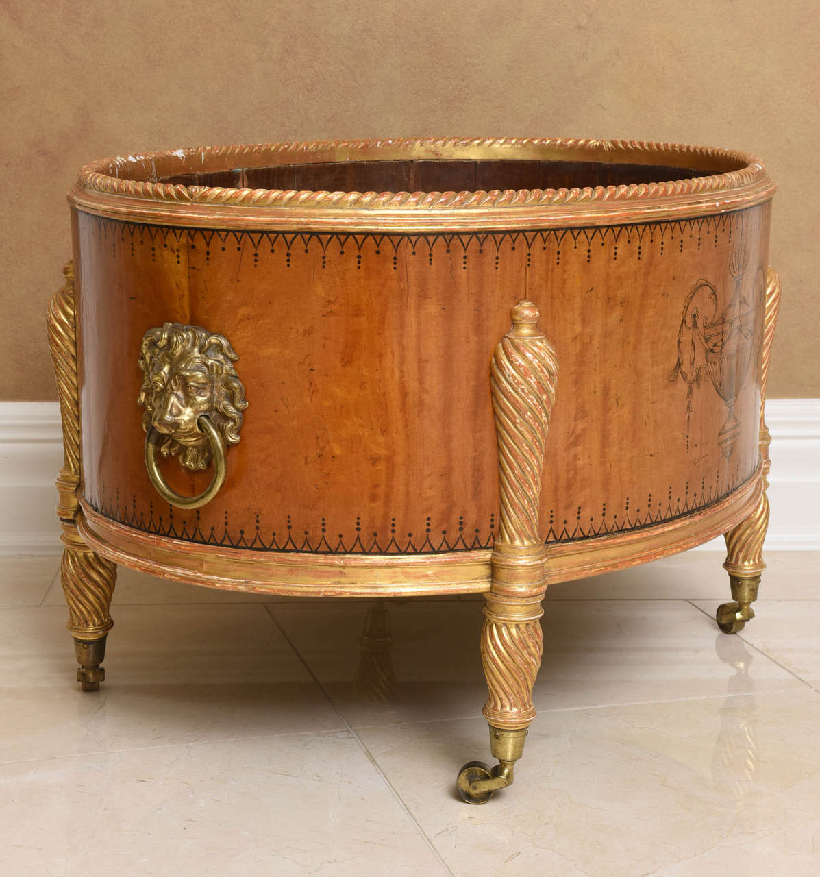 19th Century Large Adam Style Satinwood and Gilt Cellaret or Jardiniere
