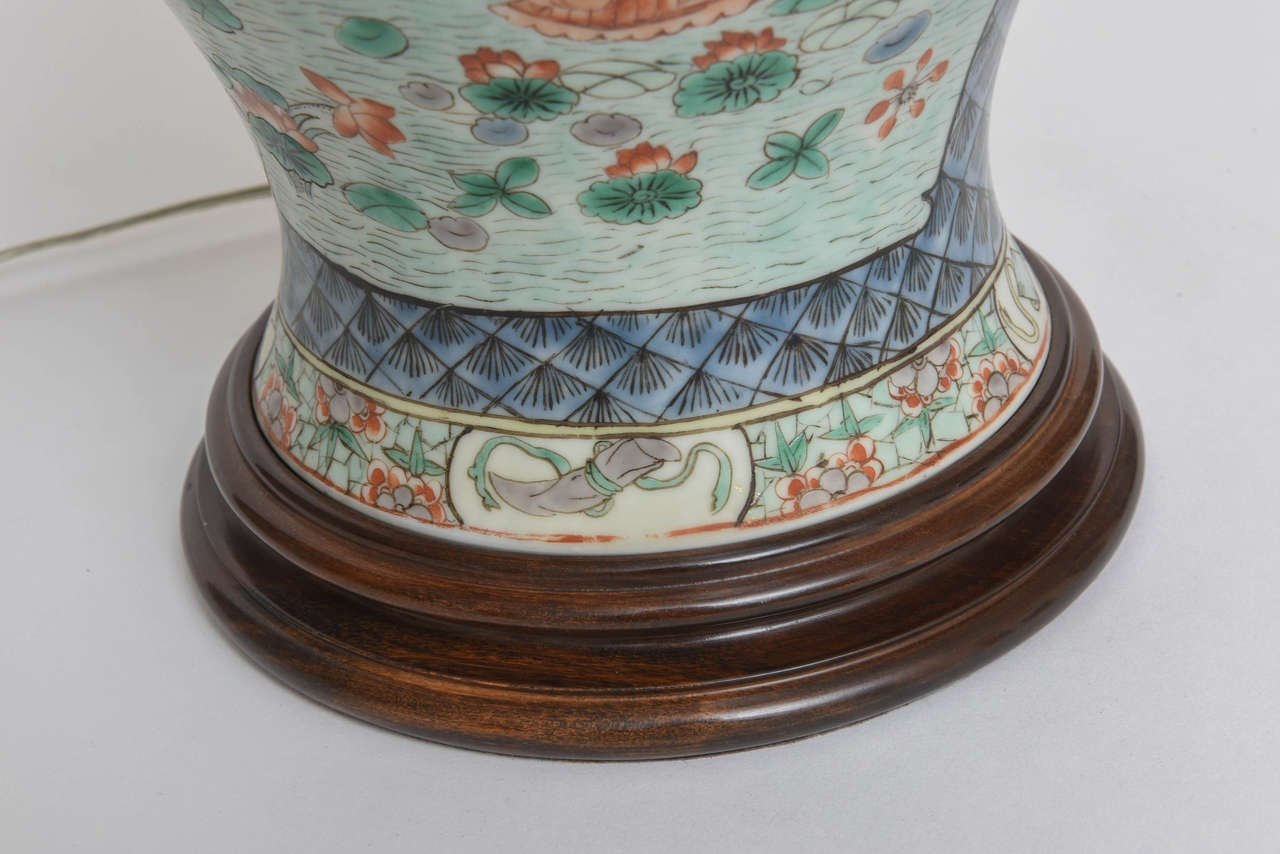 Chinese Export Porcelain Famille Verte Ginger Jar Mounted as a Lamp 5