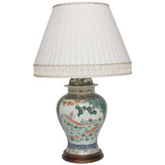 Chinese Export Porcelain Famille Verte Ginger Jar Mounted as a Lamp