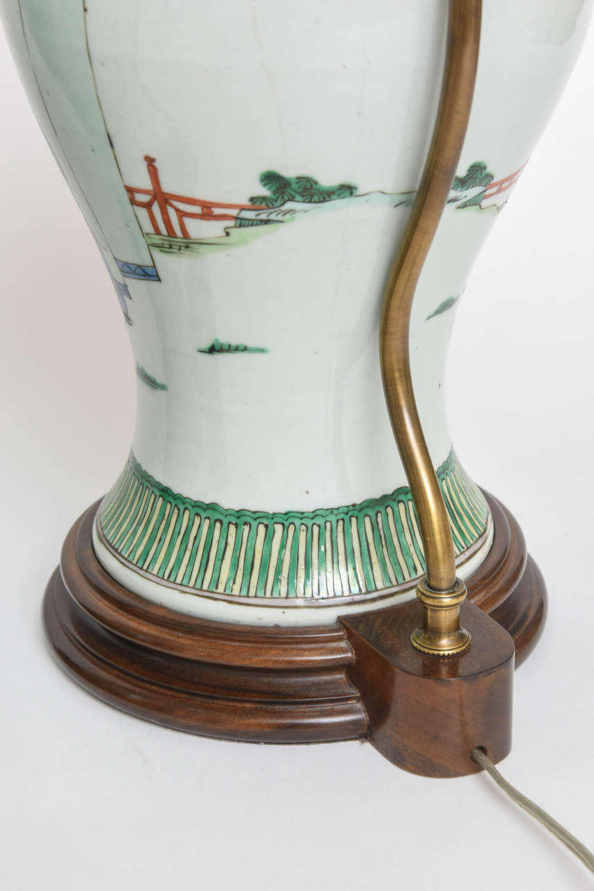 A19th Century Chinese Export Porcelain Famille Verte Lamp 4