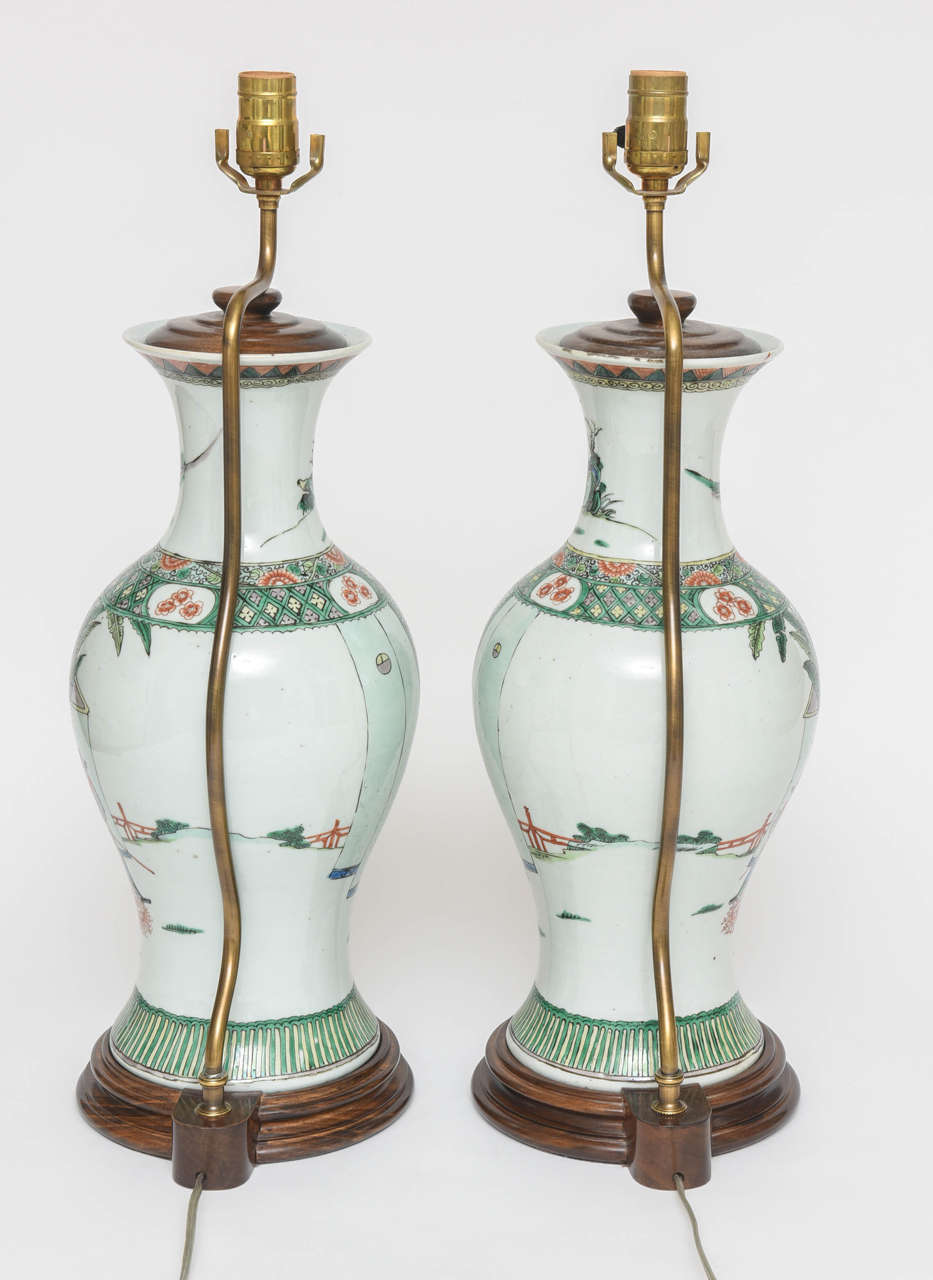 A19th Century Chinese Export Porcelain Famille Verte Lamp 5