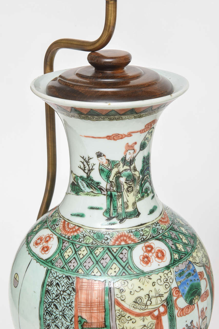 A19th Century Chinese Export Porcelain Famille Verte Lamp 6