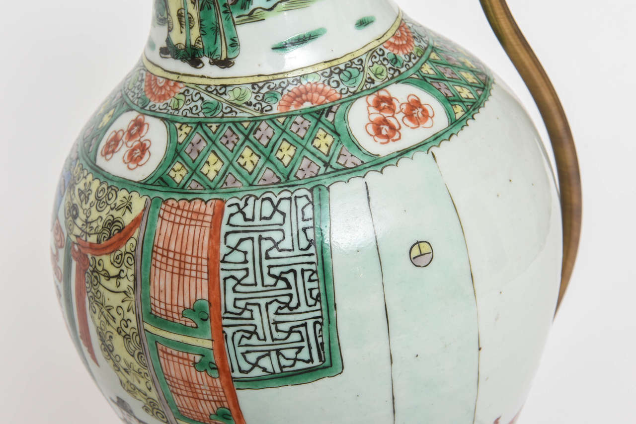 A19th Century Chinese Export Porcelain Famille Verte Lamp 7