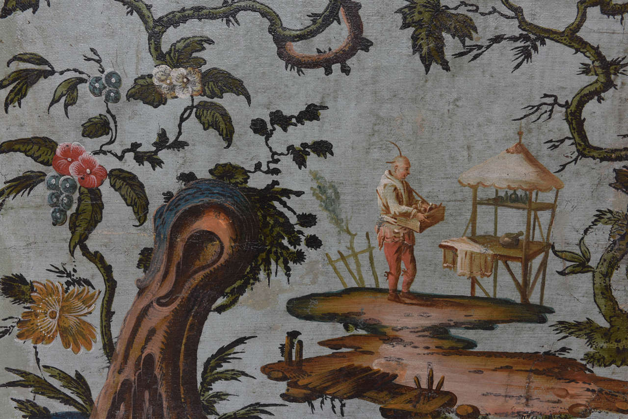 Set of Four 18th Century Italian Chinoiserie Oil on Canvas Paintings 2