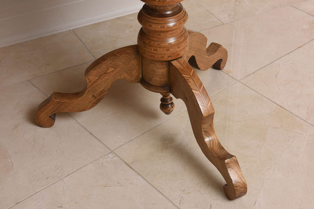 Italian Inlaid Walnut Octagonal Tripod Table In Excellent Condition In New York, NY