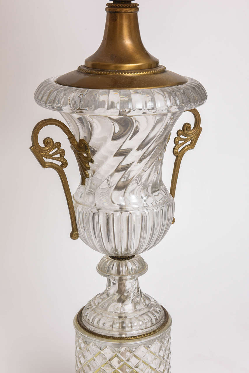 Neoclassical Baccarat Style Cut-Glass Urn Form Lamp by Paul Hansen