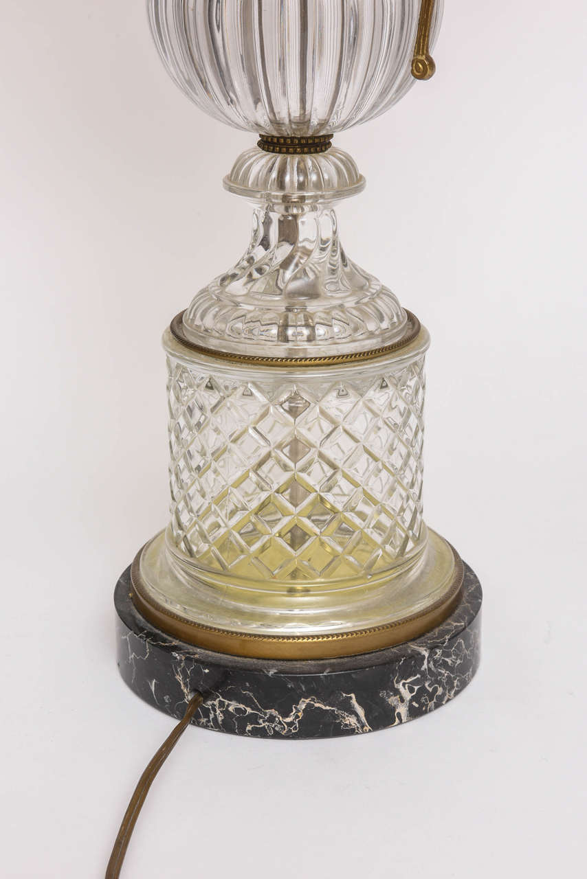 Baccarat Style Cut-Glass Urn Form Lamp by Paul Hansen In Excellent Condition In New York, NY