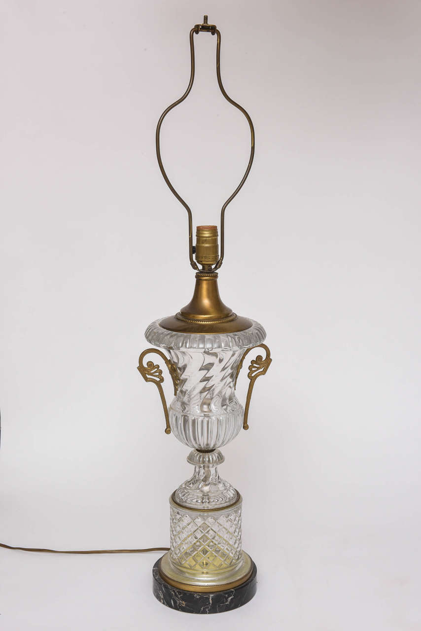 Cut Glass Baccarat Style Cut-Glass Urn Form Lamp by Paul Hansen