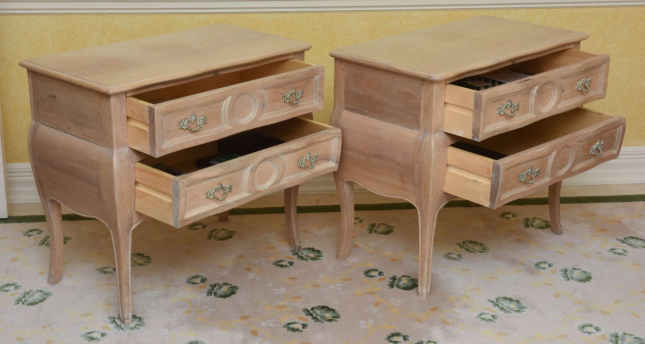 Pair of Louis XV Style Pickled Night Stands 1