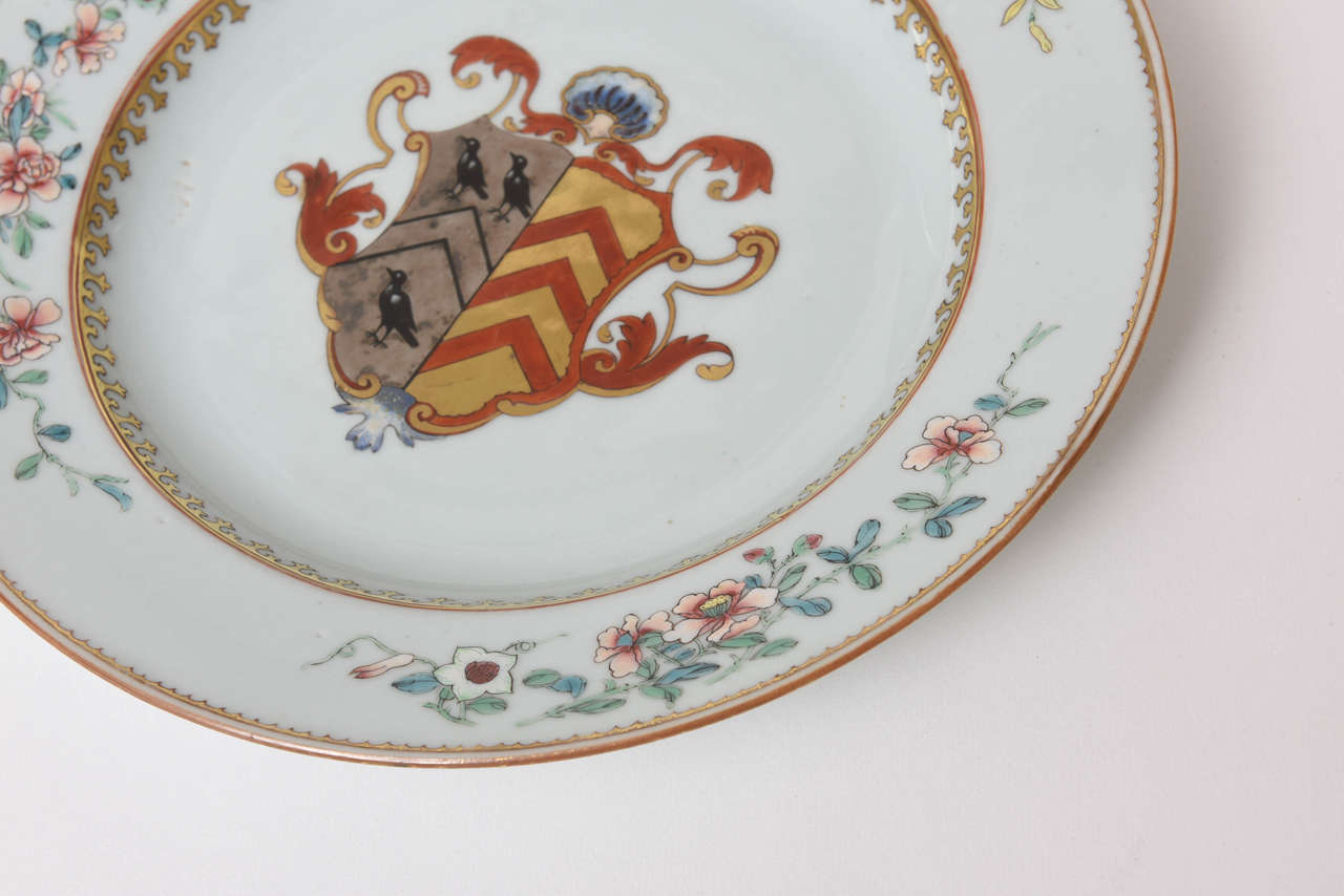 Pair of 18th Century Chinese Export Porcelain Armorial Plates 1
