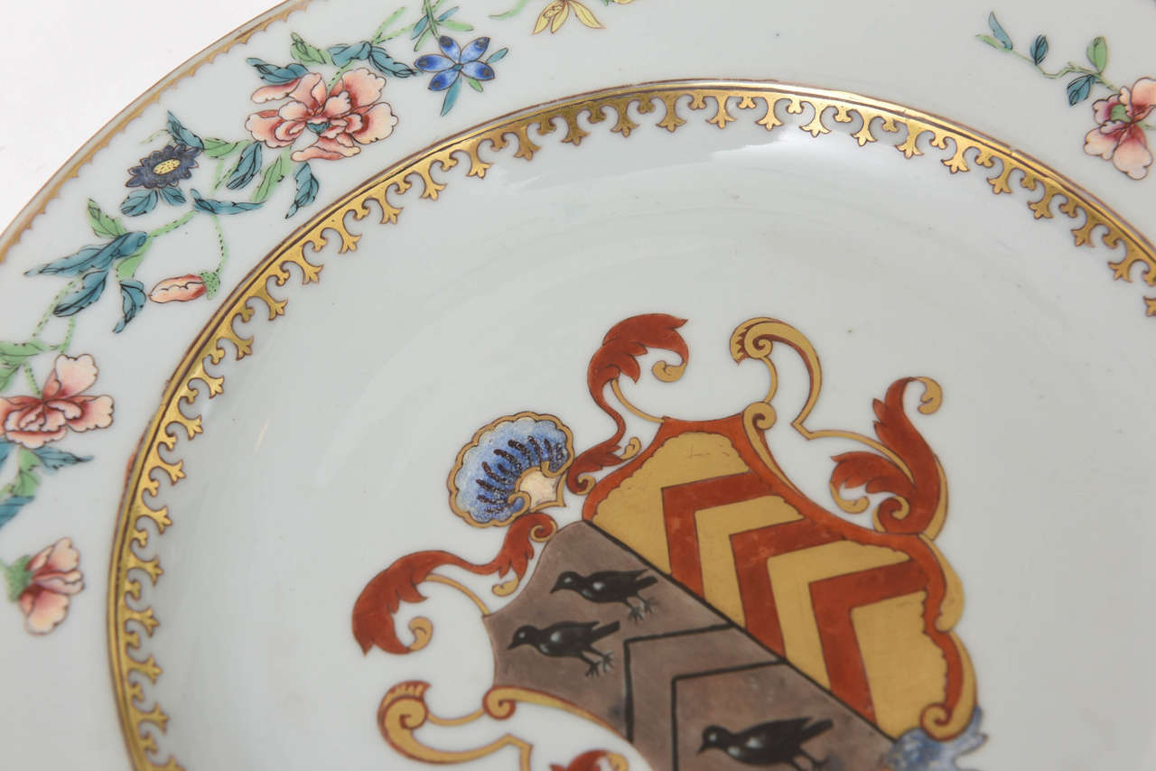 Pair of 18th Century Chinese Export Porcelain Armorial Plates 4
