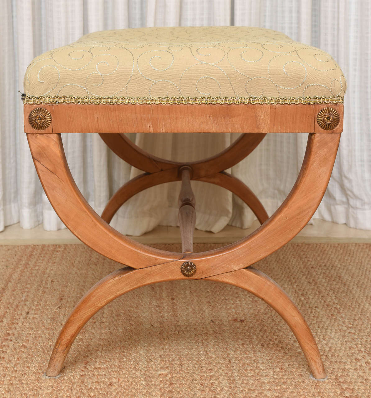 Biedermeier Style Fruitwood Curule-Form Bench 2