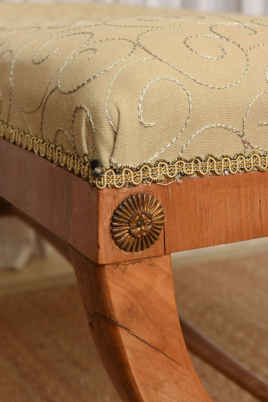 Biedermeier Style Fruitwood Curule-Form Bench 3