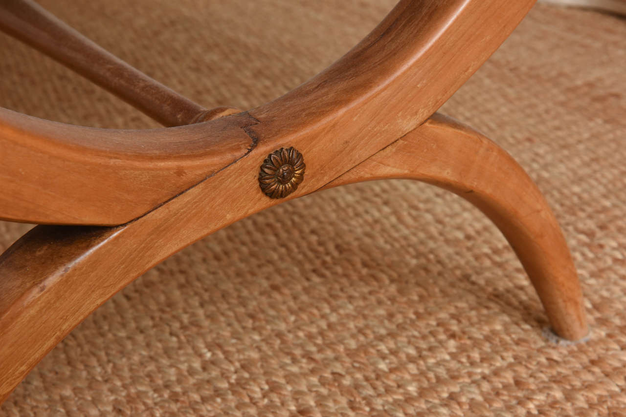 Biedermeier Style Fruitwood Curule-Form Bench 4