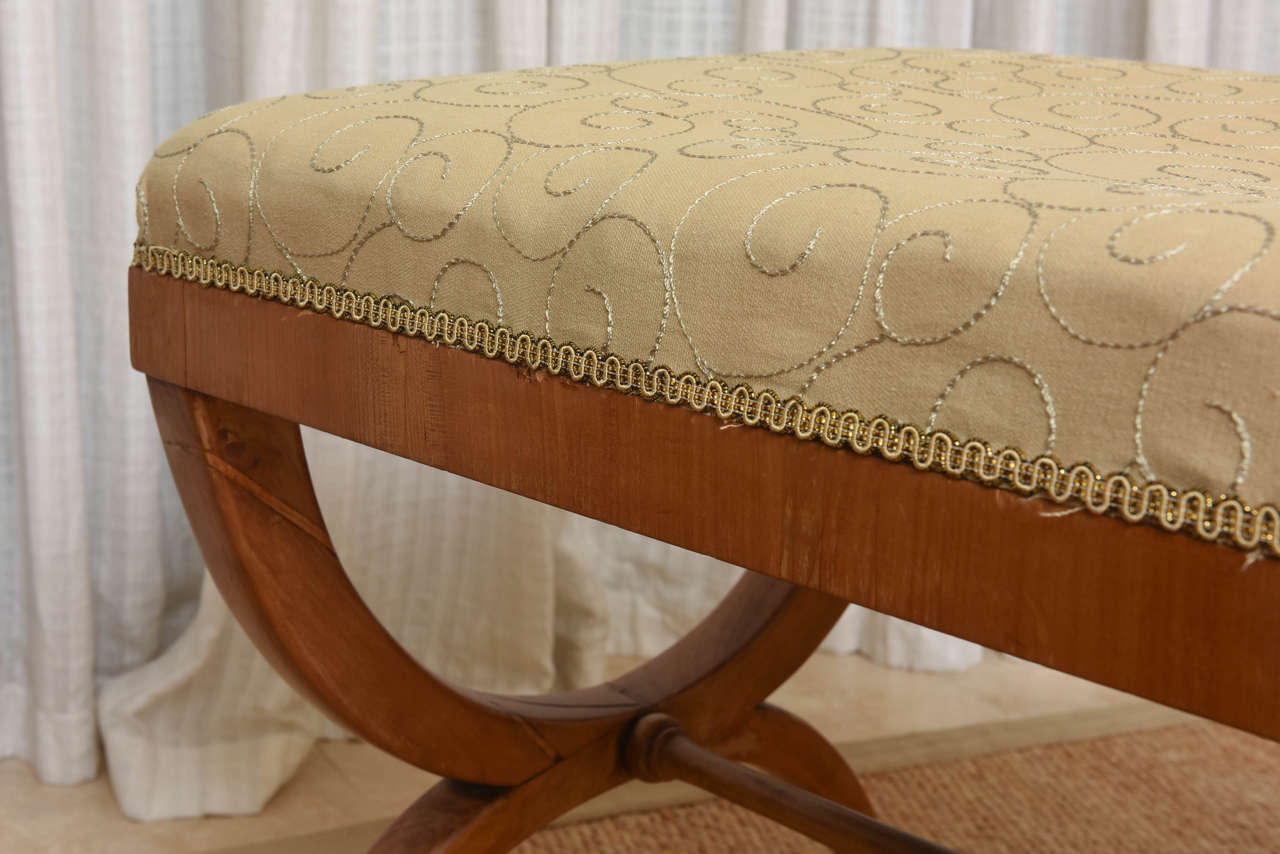 Biedermeier Style Fruitwood Curule-Form Bench 5