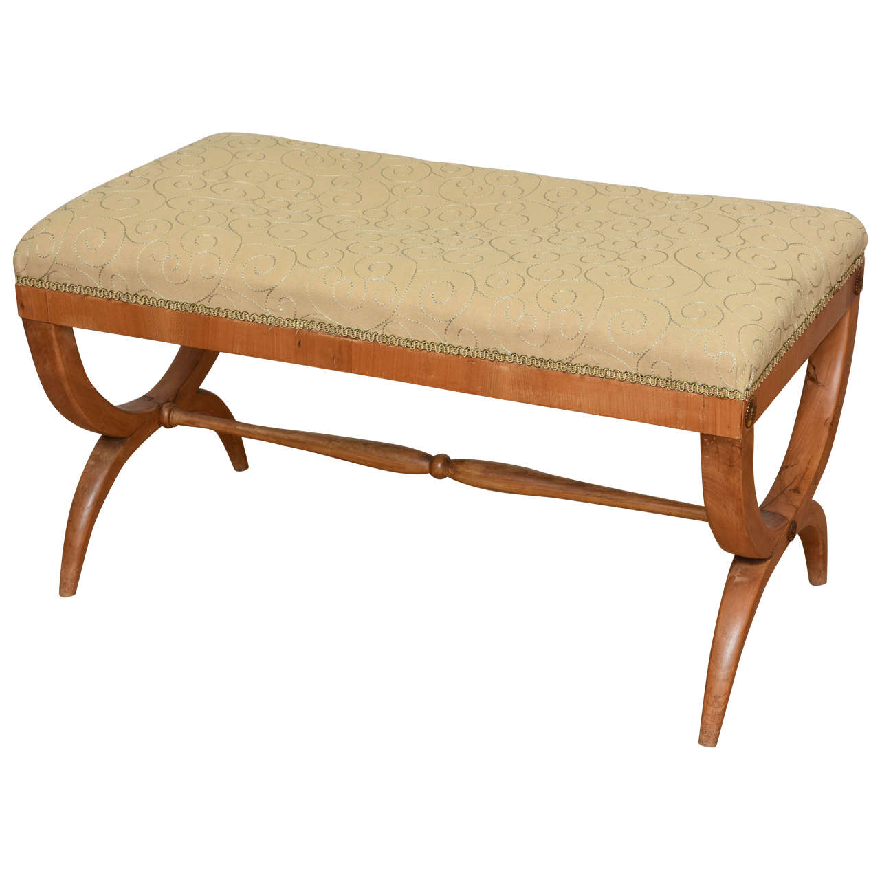 Biedermeier Style Fruitwood Curule-Form Bench