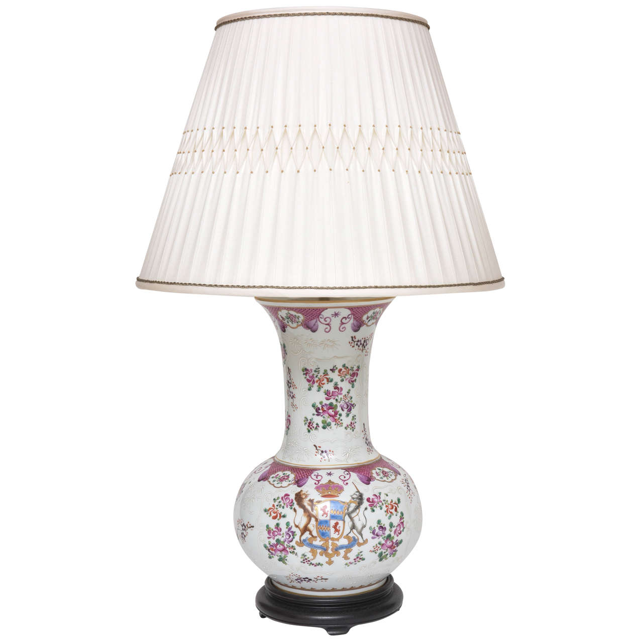 Samson "Chinese Export" Porcelain Armorial Vase Mounted as a Lamp