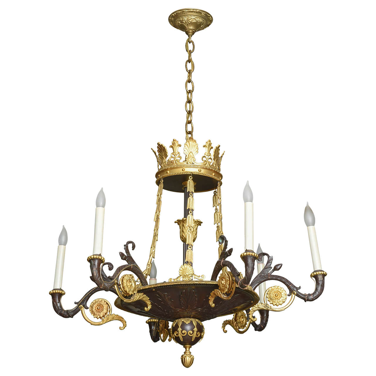 Charles XBronze and Gilt Brass Chandelier For Sale at 1stDibs