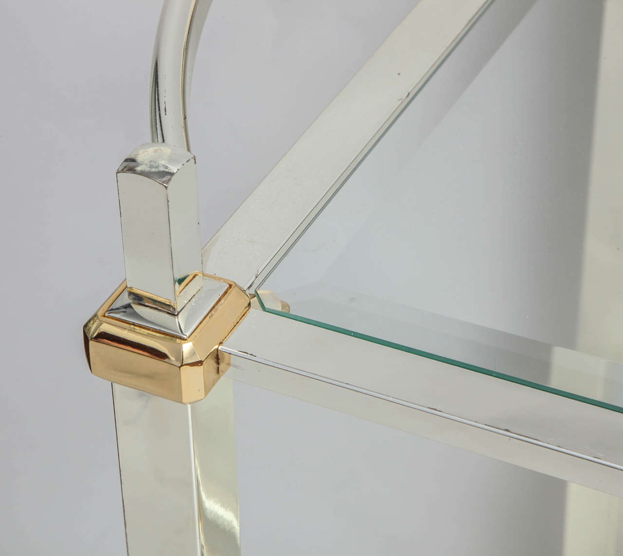 Italian Nickel-Plated and Brass Beveled Glass Bar Cart 3