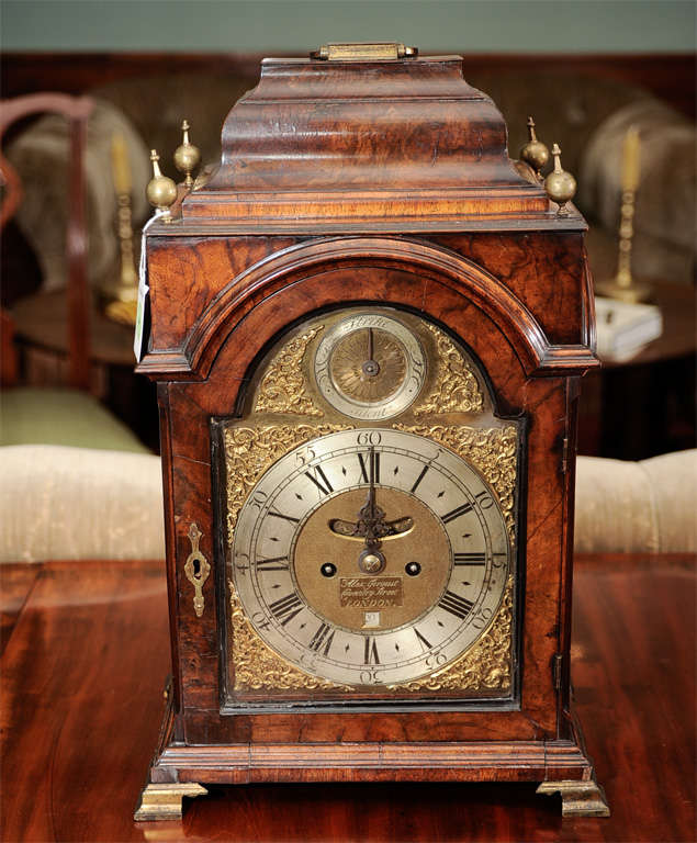 English A George II Part-Ebonized Walnut Bracket Clock For Sale