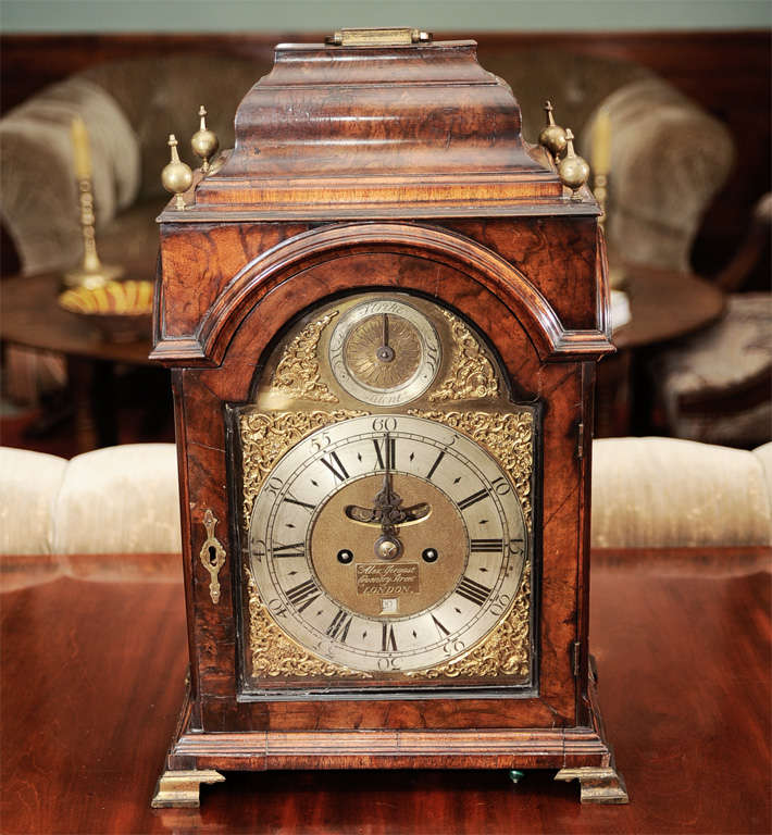 A George II Part-Ebonized Walnut Bracket Clock For Sale 5