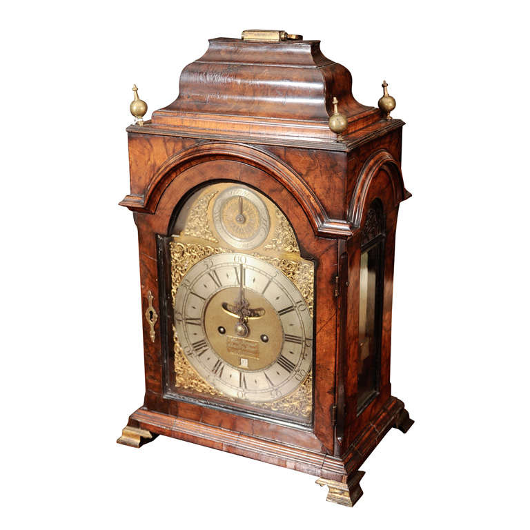 A George II Part-Ebonized Walnut Bracket Clock For Sale