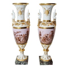 Antique A Pair of French Neoclassical Vases With Children at Play