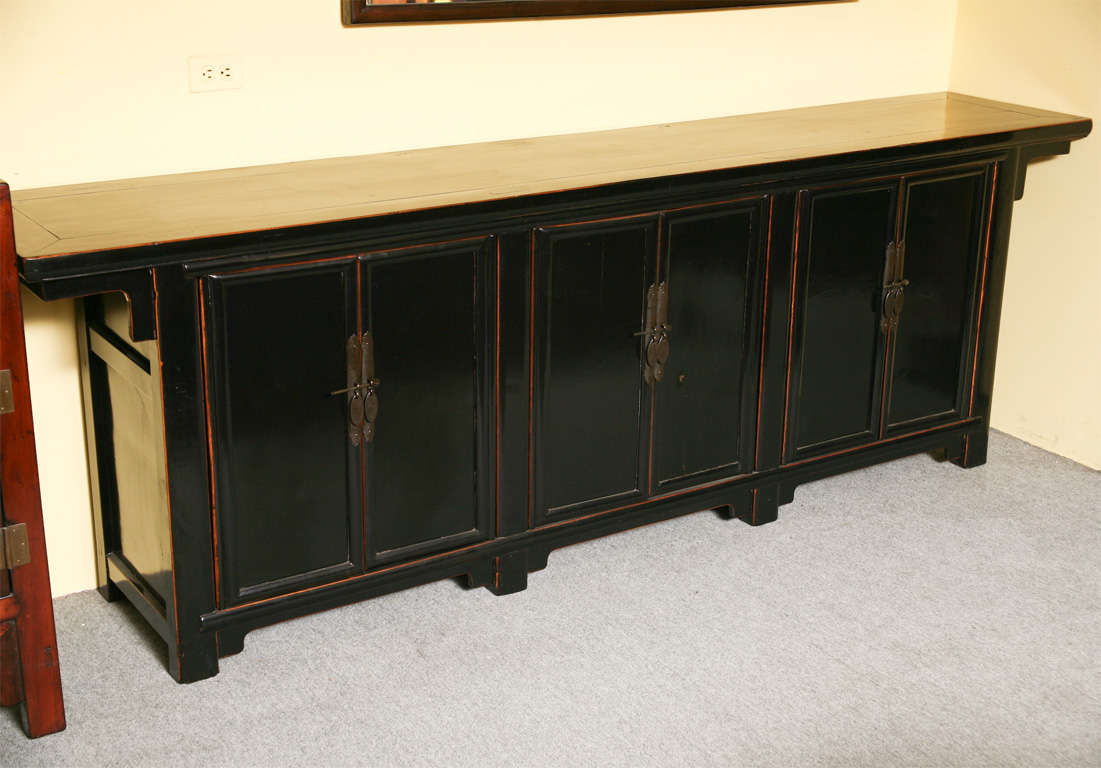 Black Lacquered Elmwood Sideboard