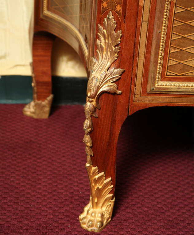 Parquetry Louis XVI Style Marquetry Inlaid Marble-Top Commode For Sale