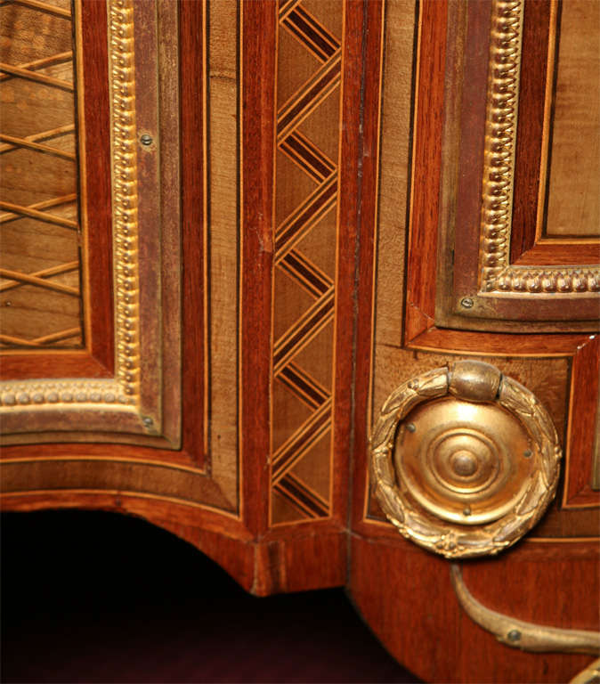 Louis XVI Style Marquetry Inlaid Marble-Top Commode For Sale 1
