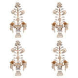 Set of Four Rock Crystal and Gilt Metal Chinoiserie Style Wall Light Sconces