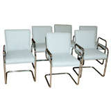 Six Chromed Steel Dining Chairs