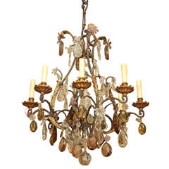 Cage Frame Eight Light Crystal Chandelier