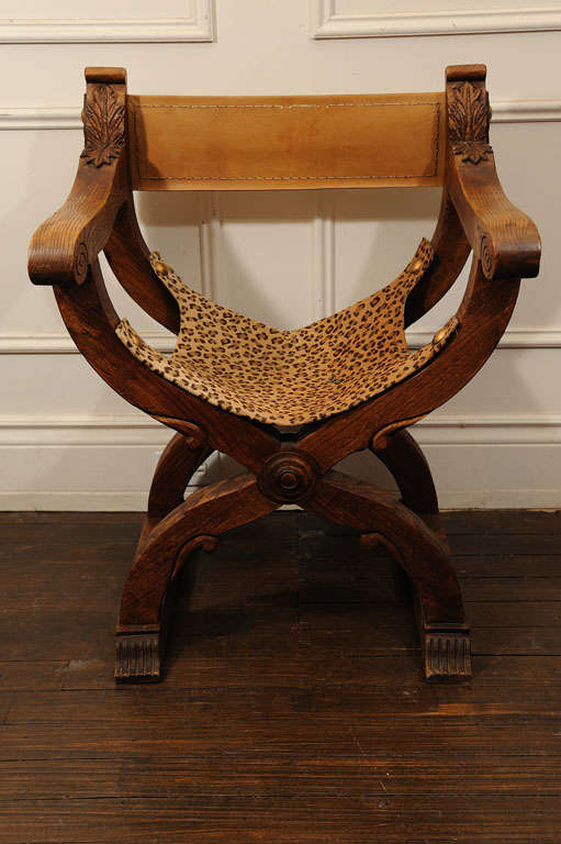 Italian Carved Wood Campaine Chair For Sale