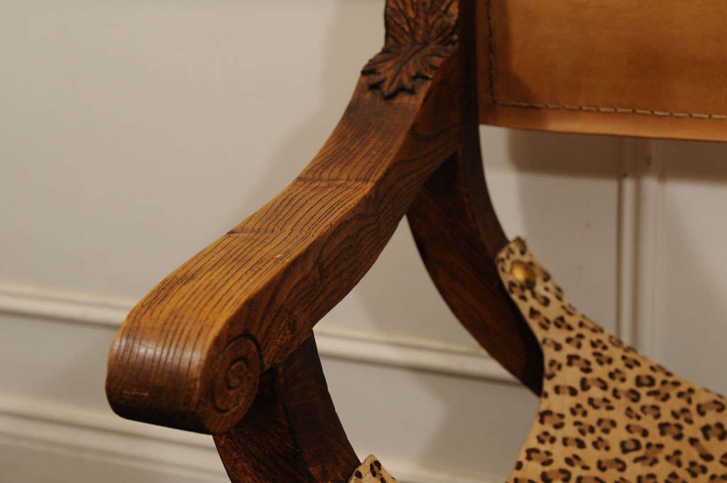 Carved Wood Campaine Chair For Sale 1