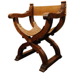 Carved Wood Campaine Chair