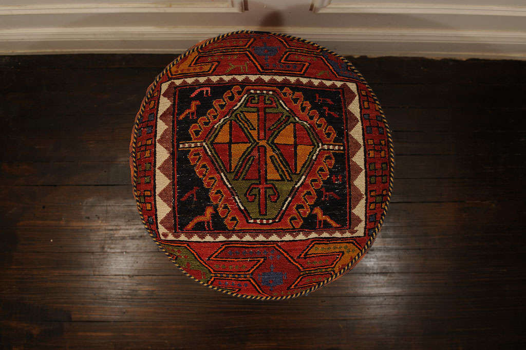 20th Century Pouf  made out of Antique Persian Tapestry For Sale