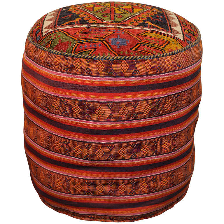 Pouf  made out of Antique Persian Tapestry For Sale