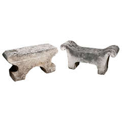 French Carved Limestone Garden Footstool 8
