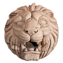 Fine Pair of Fireclay Lion Roundels/Fountainmasks